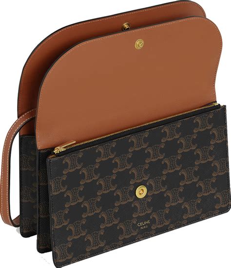 Celine Double Flap Wallet on Strap in triomphe canvas